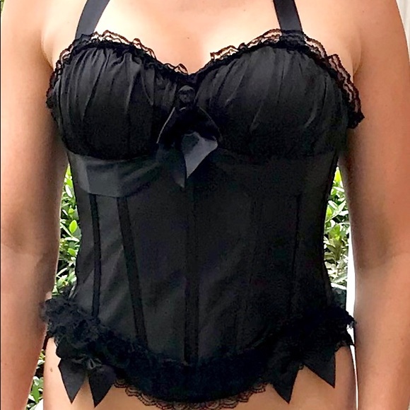 Alivila Y Fashion Black Satin & Lace Trim Corset - Picture 8 of 8